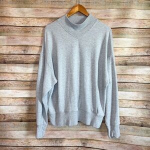 Athleta Women's Gray Apollo Mockneck Kangaroo Pocket Thumbholes Sweatshirt XL